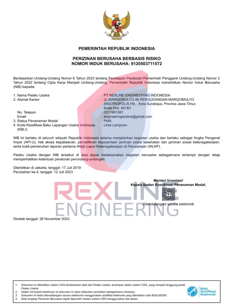 Rexline Trade Mark Certificate