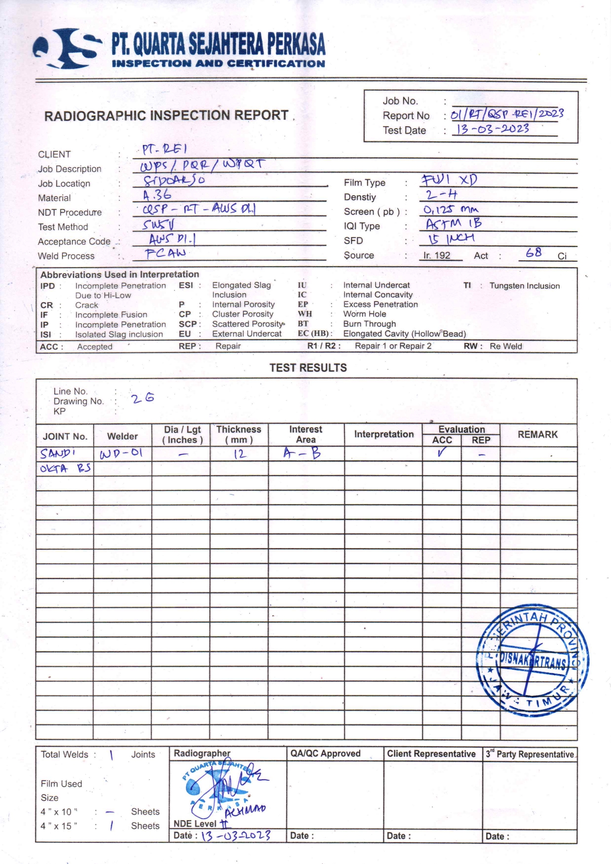 REXLINE - WPS DOCUMENTS - FCAW