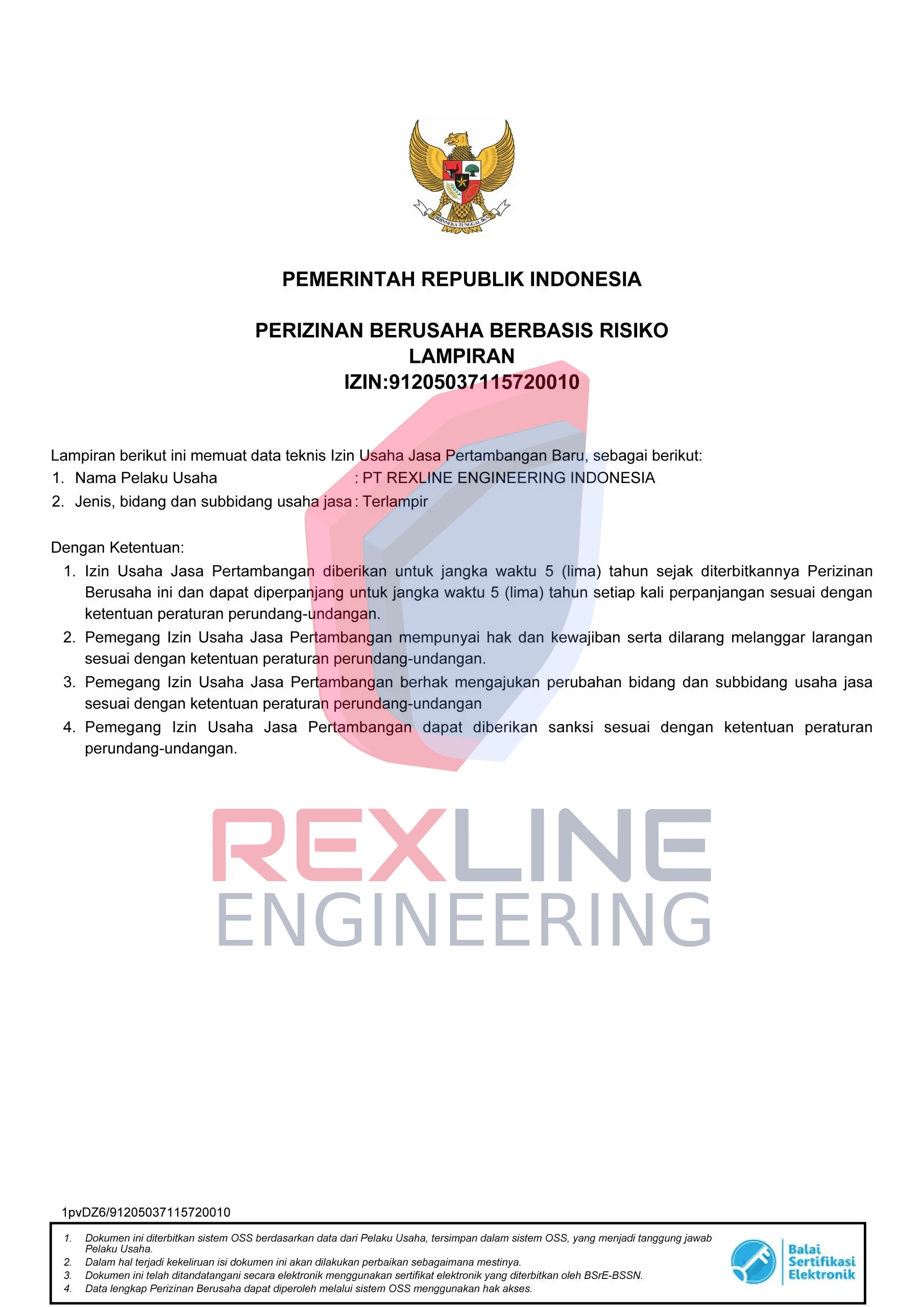 Rexline Legality Certificate