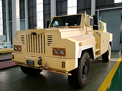 Armored tactical vehicle fitted with Rex Armor protective plating